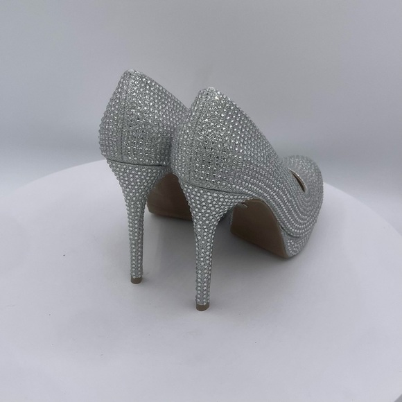 THALIA SODI EMBELLISHED CRISTA WOMENS PLATFORM PUMP SIZE 7‎ COLOR SILVER LUR NWT - Picture 6 of 11
